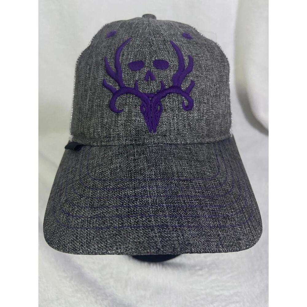 NEW Bone Collector Men's Trucker Hat Gray Purple Mesh Back Cap RARE SAMPLE NWT